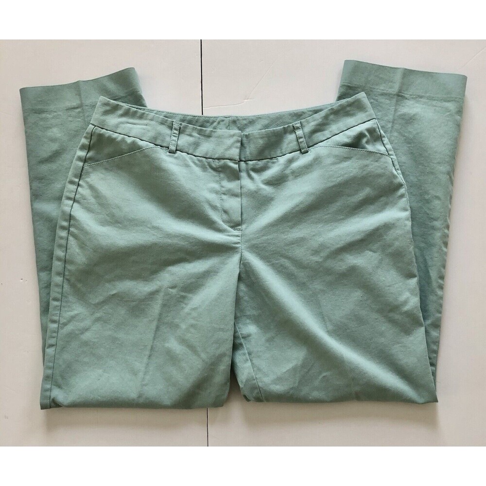LARRY LEVINE PANTS WOMEN'S SIZE 8 GREEN  ANKLE LEG 4 POCKETS BUSSINES-CASUAL